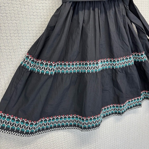 Sundays Mini Black Boho Sleeveless Poplin Dress Women Small Embroidered Belted - Picture 5 of 11